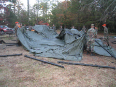 Cadets assemble the mess tent on Oct 30, 2015.  