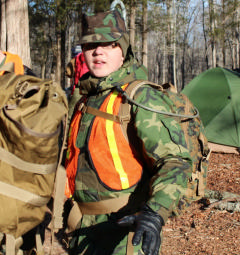 Basic cadets of Charlie Squadron get ready to head out on day hike. 