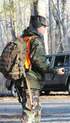 Line search being performed by basic cadets of Charlie Squadron. 