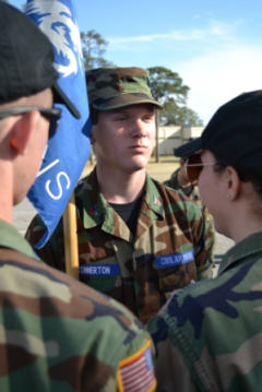 Executive Staff inspecting C/A1C Trenton Connerton’s uniform.