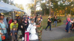 Festival attendees get bags