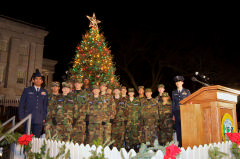 Cadets in front of Christmas Tree