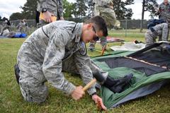 cadet setting up tent