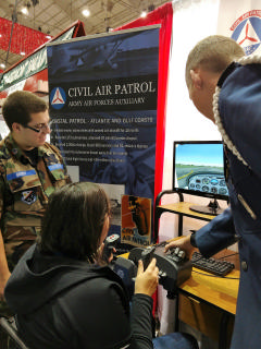 Cadets with flight simulator