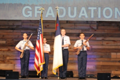 Color Guard practicing before graduation