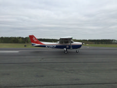 Capt Dave Stange flies the new tow plane on its first tow