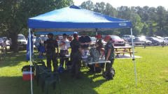 Members of the Orange County Comp Squadron talk with the public about CAP at the American Legion/VFW Open House 