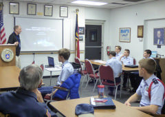 Marc Fusco talking to Tar River Composite Squadron members