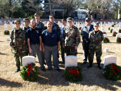 Cadets and senior members of CAP NC-170 assemble after participating in wreath laying ceremonies at Wilmington National Cemetery.
