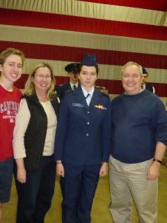 Cadet Shelton celebrates with her family