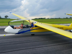 Cadet Thompson in glider