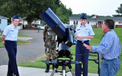Steve Esparza demonstrates the telescope to cadets