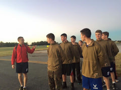 The XO Lines Up His Staff In Preparation For A Morning Mile Run.